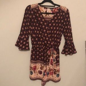 Burgundy floral romper